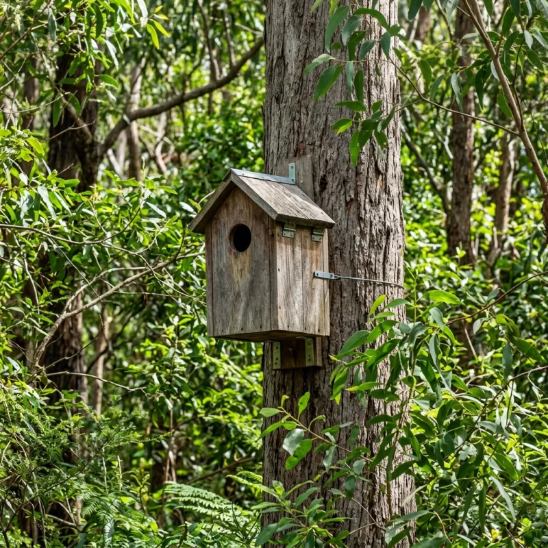 Animal nesting box installed as a humane alternative to a Clyde North roof cavity
