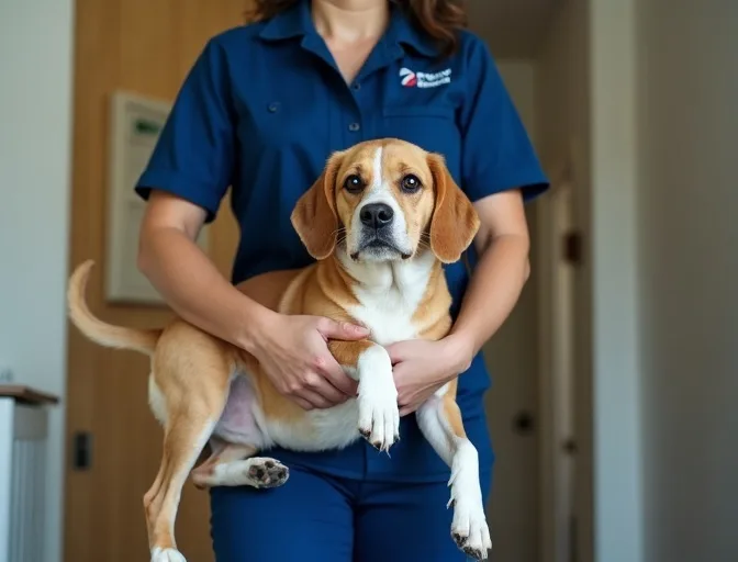 Technician respectfully transporting a deceased dog in Clyde North